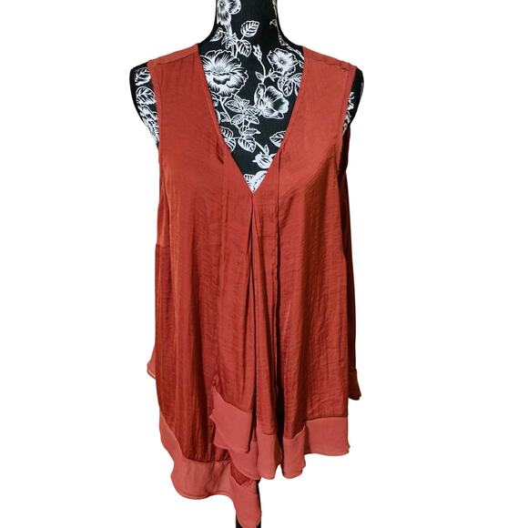 Jewel Tone Orange Blousy Tank Top - Picture 1 of 4